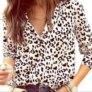 b&w animal print tunic top